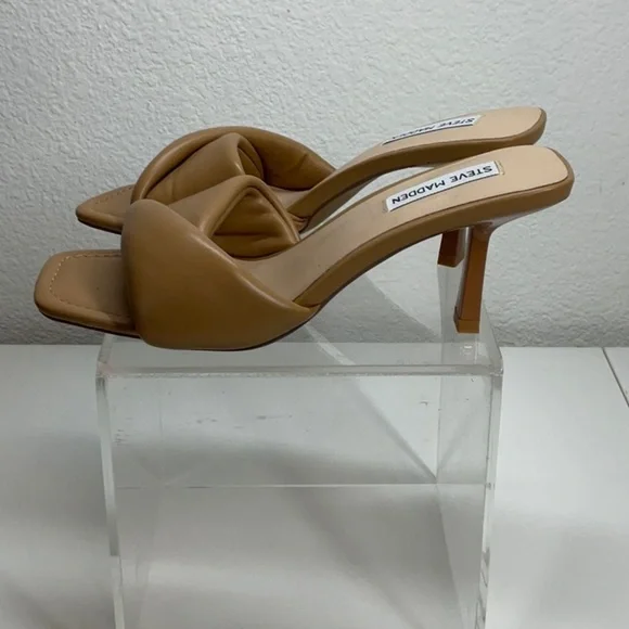 Steve Madden Thai Tan Nude Kitten Heels Slip On Sandal Size:9 - Picture 5 of 8